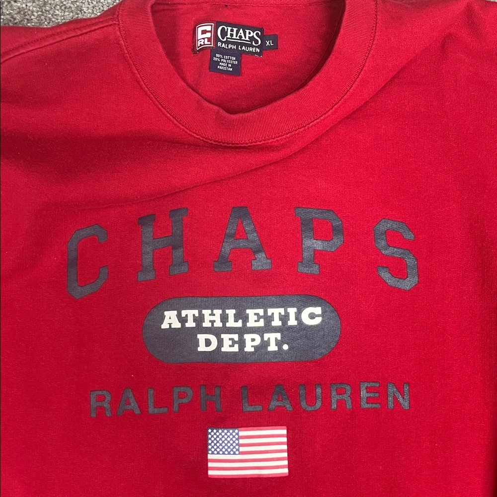 Ralph Lauren Chaps Graphic Red Sweatshirt Size XL Unisex